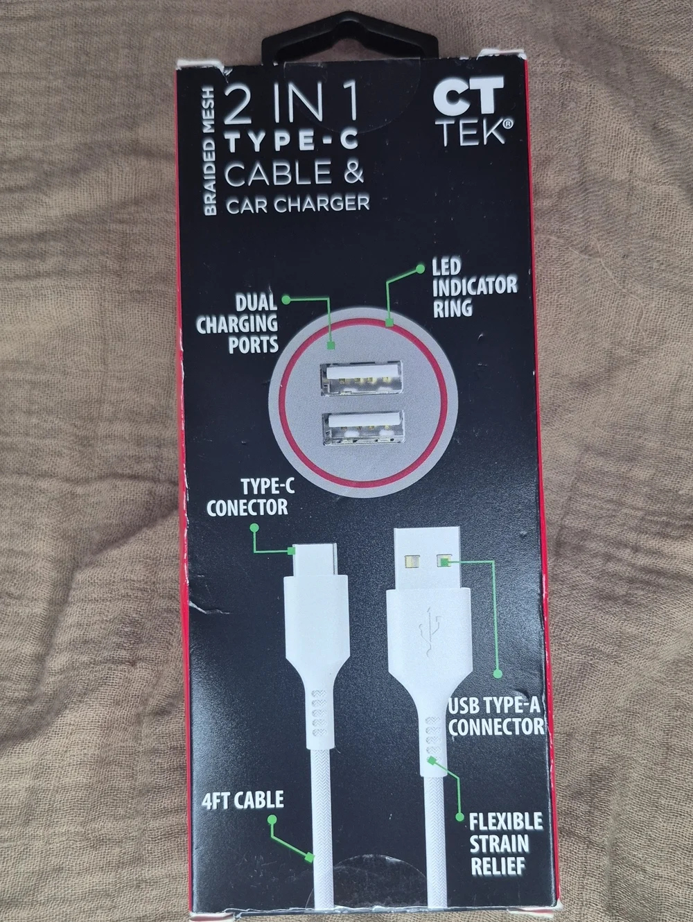 CTEK 2-in-1 Type-C Cable & Car Charger - White